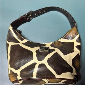 Dooney & Bourke Brown and Cream Giraffe Print Bag EUC